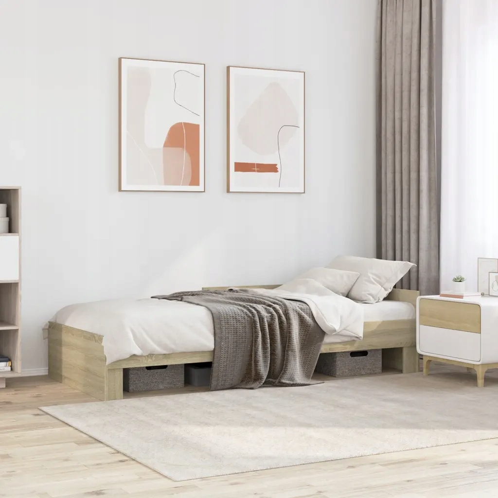 Rám postele bez matrace dub sonoma 90 x 200 cm kompozitní dřevo Hnědá 84958