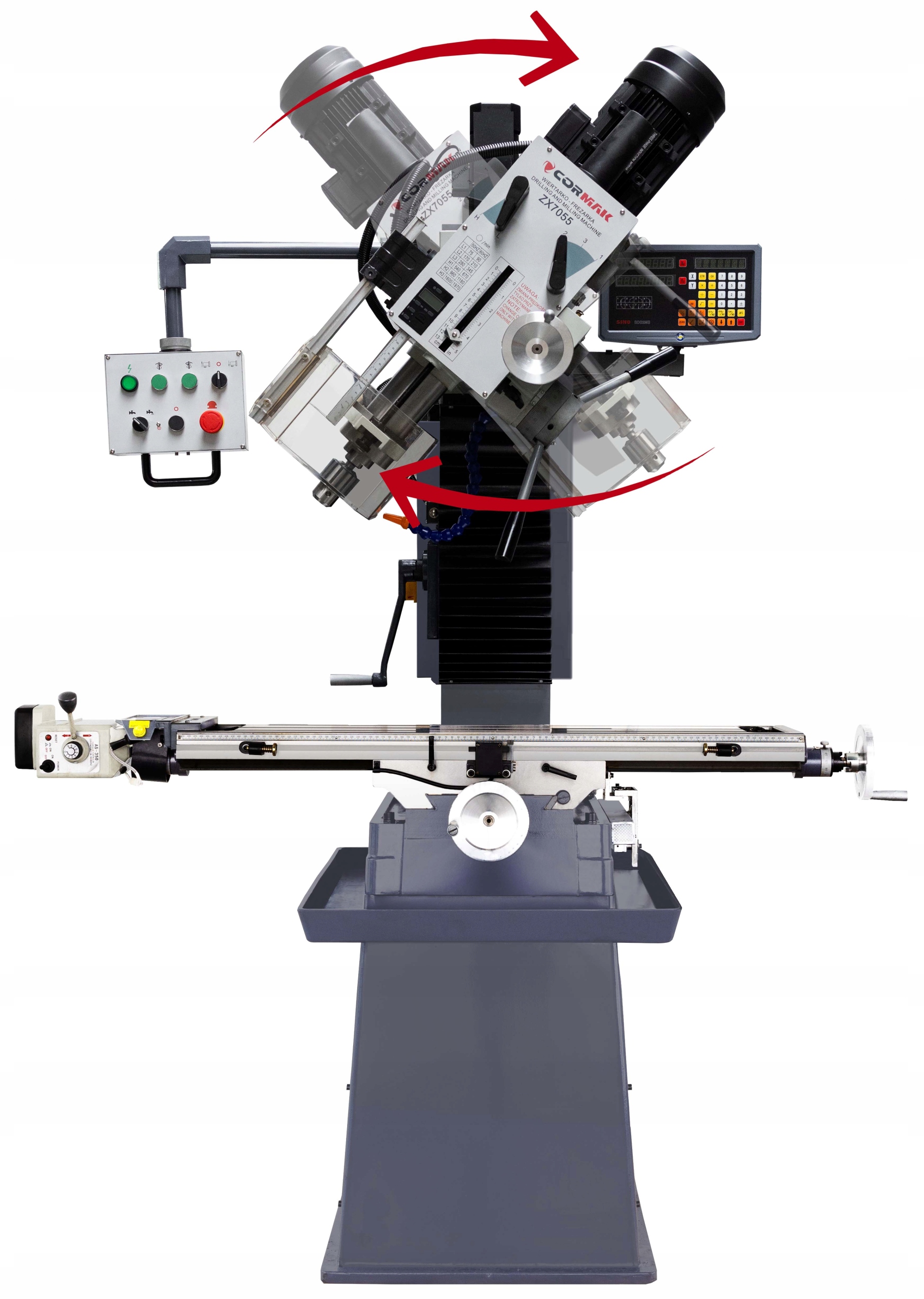 FREZARKO WIERTARKA DO METALU 1000x240 CORMAK ZX7055 MK4 ODCZYT PODSTAWA Model ZX7055