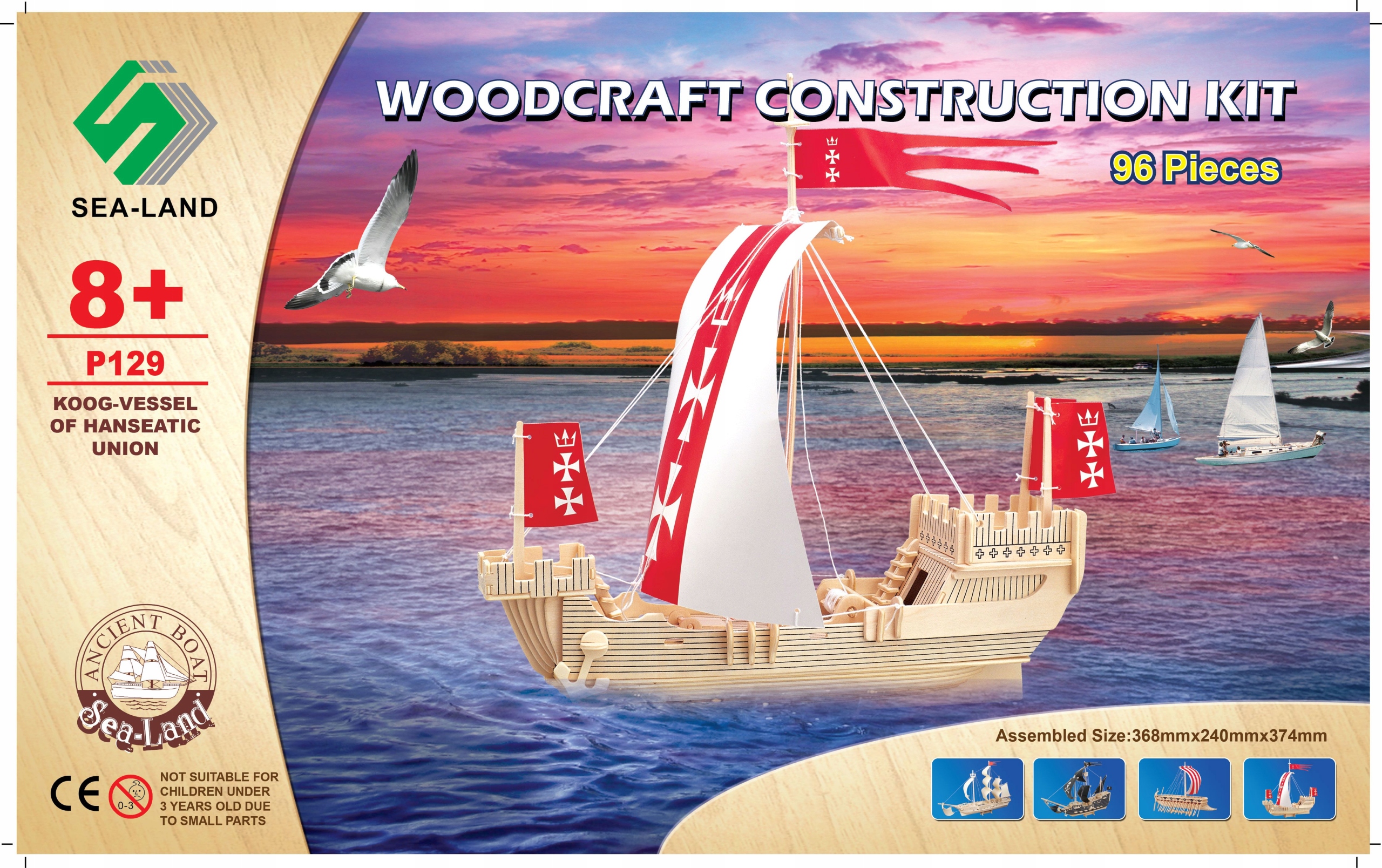 PUZZLE DREWNIANE 3D STATEK ŻAGLOWIEC KOGA Wiek dziecka 8 lat +