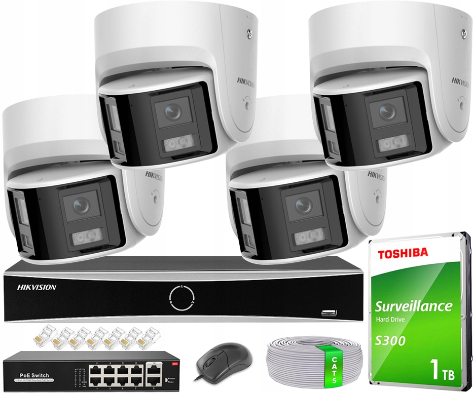 8MPx monitorovací sada Hikvision Acusense 4x DS-2CD2346G2P-ISU/SL Panorama