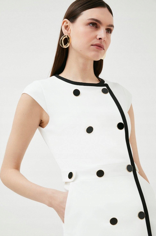 Karen Millen Sukienka Ecru Klasyk Mini 38 1YŁF