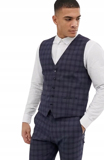 Selected Homme Elegantní Pánská Kostkovaná Vesta Tmavě Modrá 50 N1C