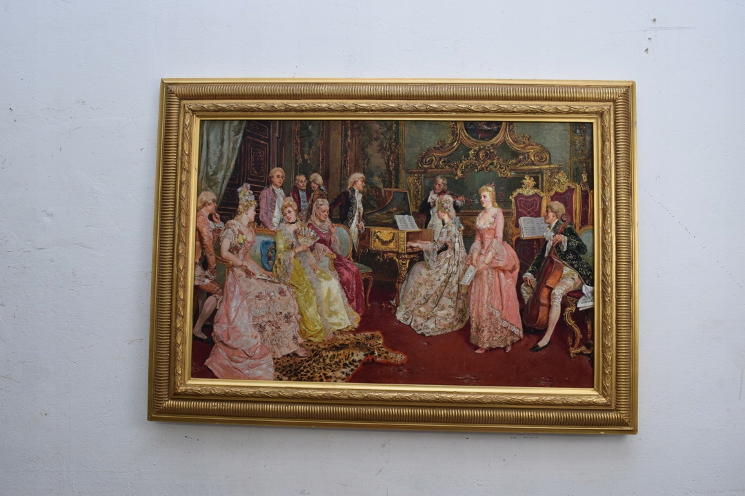 Obraz Gobelín v zlatom ráme 108x78cm Francúzska Aristokracia Obraz Látka