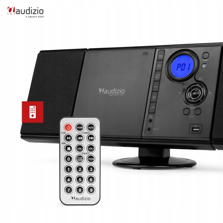 Miniwieża HiFi Audizio BT USB CD radio FM pilot Moc znamionowa RMS 20 W