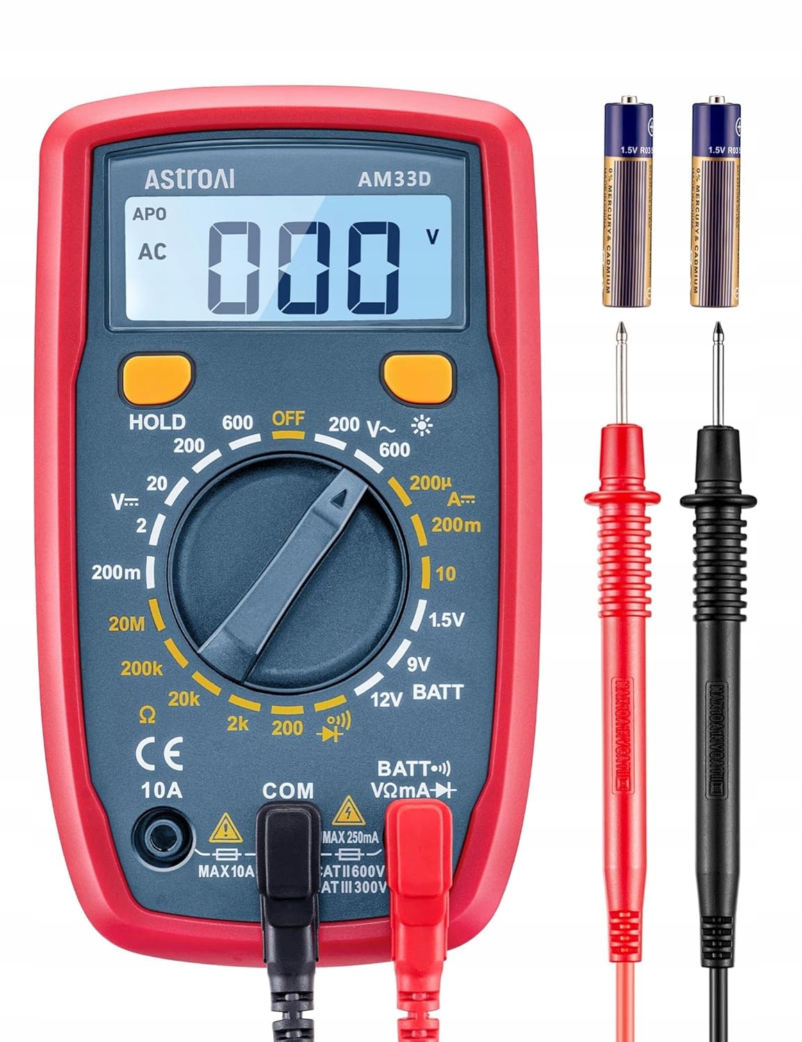 Multimetr Cyfrowy AstroAI Woltomierz DC Ac Rezystancja Dioda LCD R12
