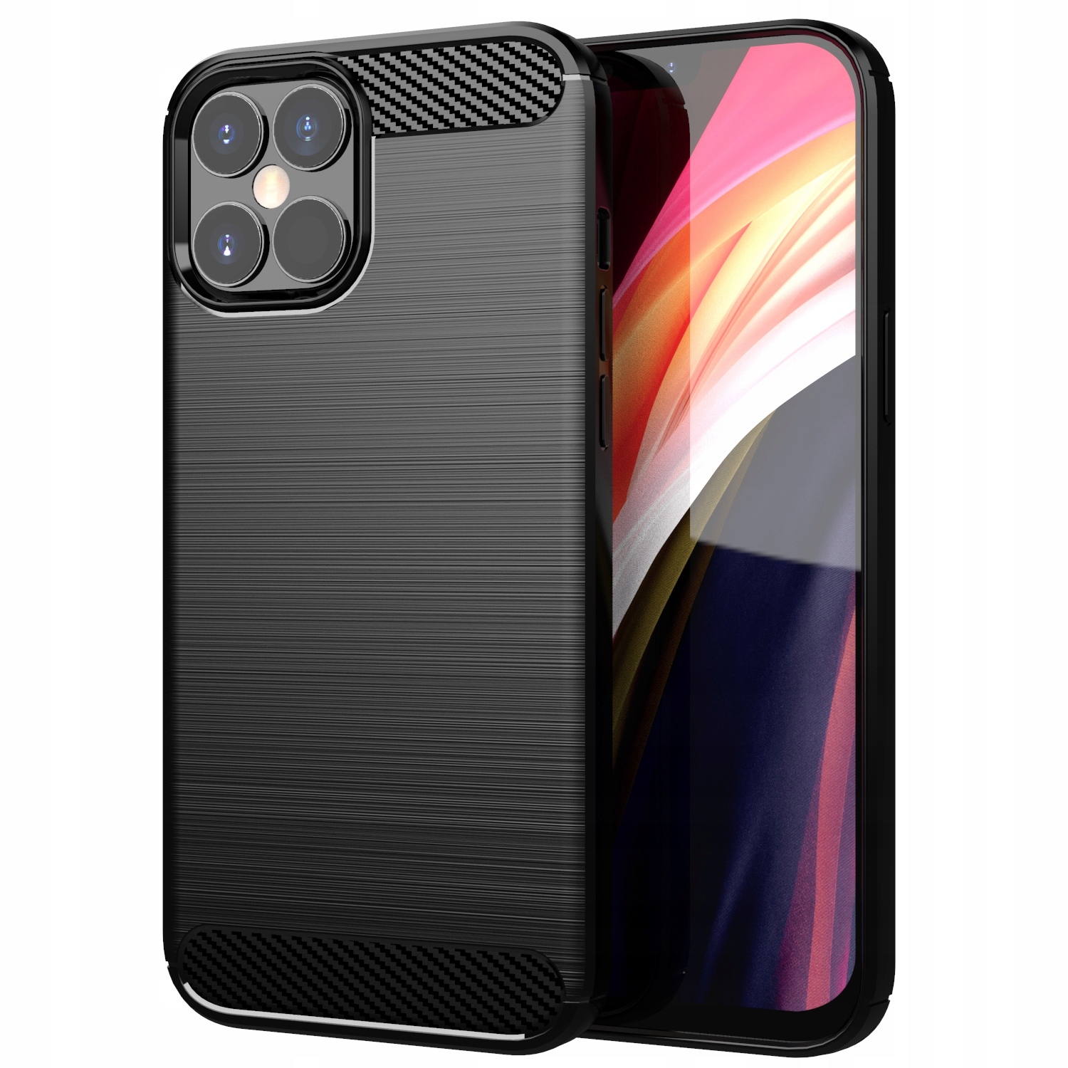 

Etui Pancerne Karbon do Iphone 12 12 Pro Szkło