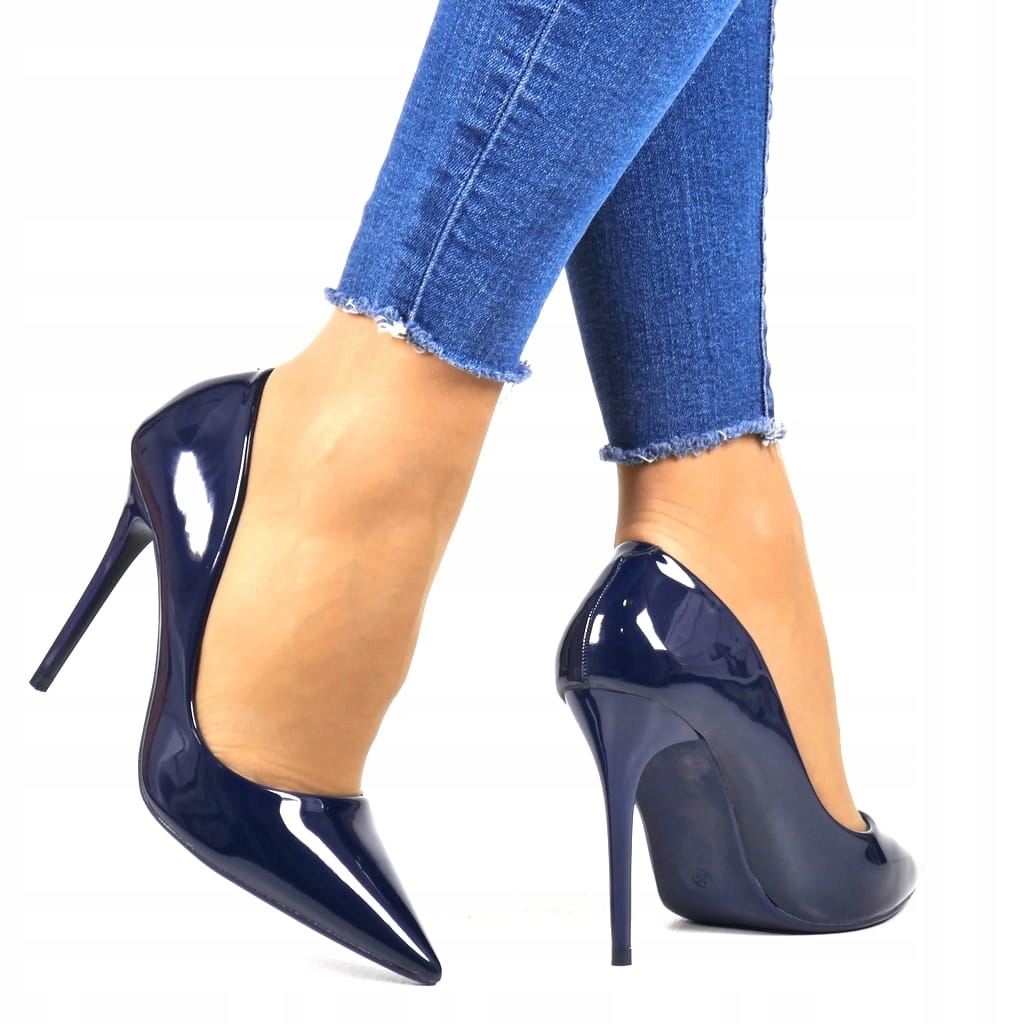 Vysoké Lodičky, Modré Navy, Lakované, Elegantní, Krásné Italy
