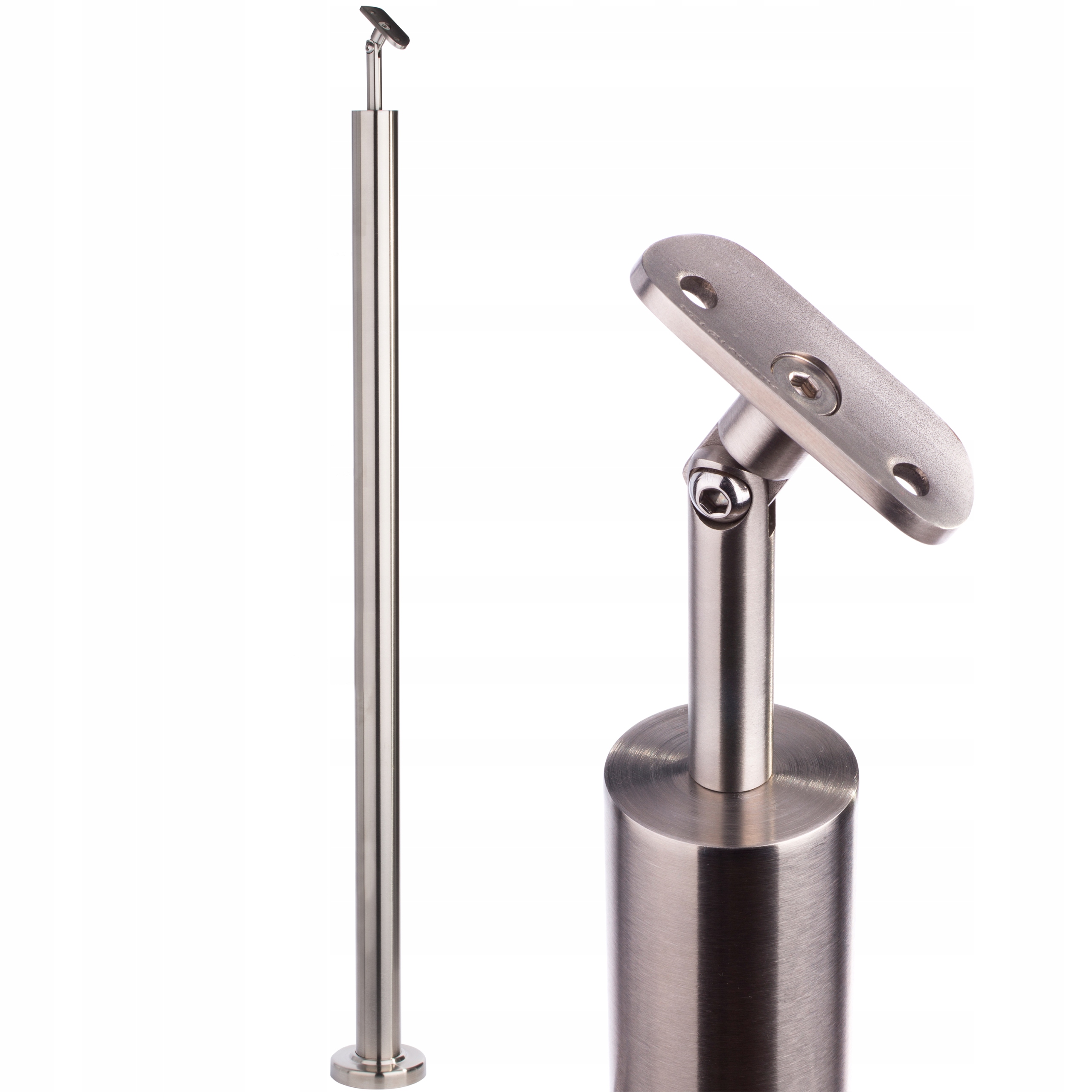 Sloupek Holý 100 cm, Satén Zábradlí nerezové fi 42 s pohyblivým plechem