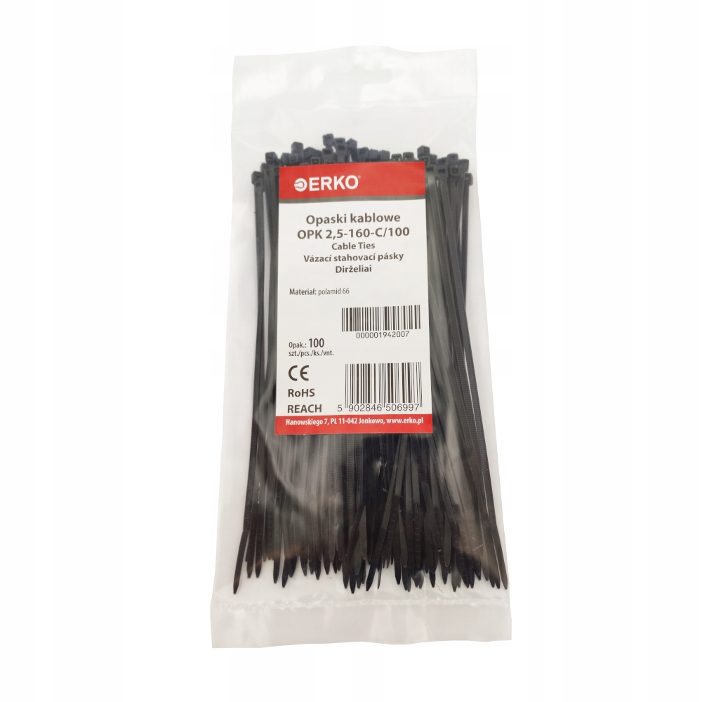 

Opaska Kablowa 2,5 x 160 Czarna Polski Produkt