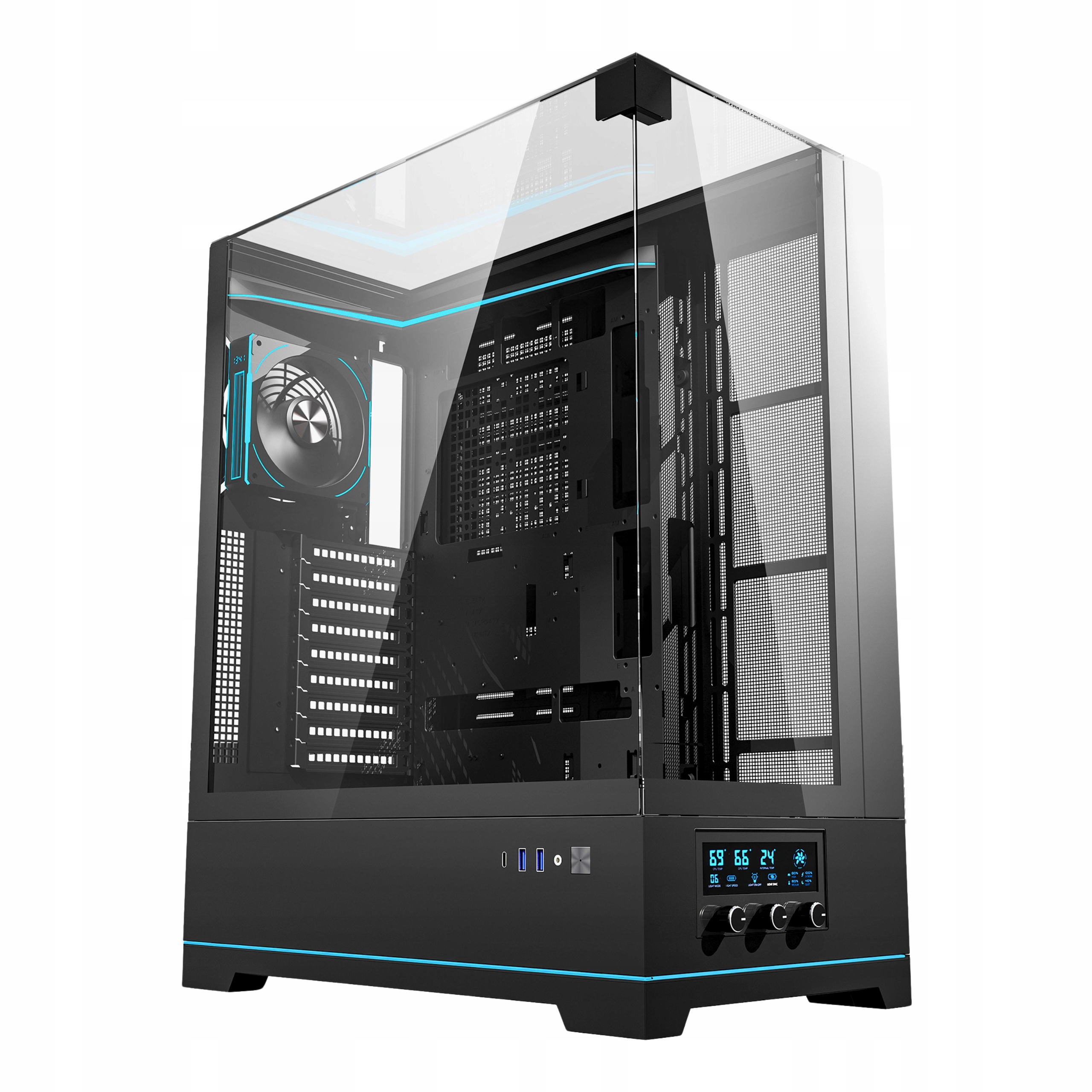 Počítačová Skříň darkFlash DY450L Pro, černá, velká věž, ventilátor aRGB