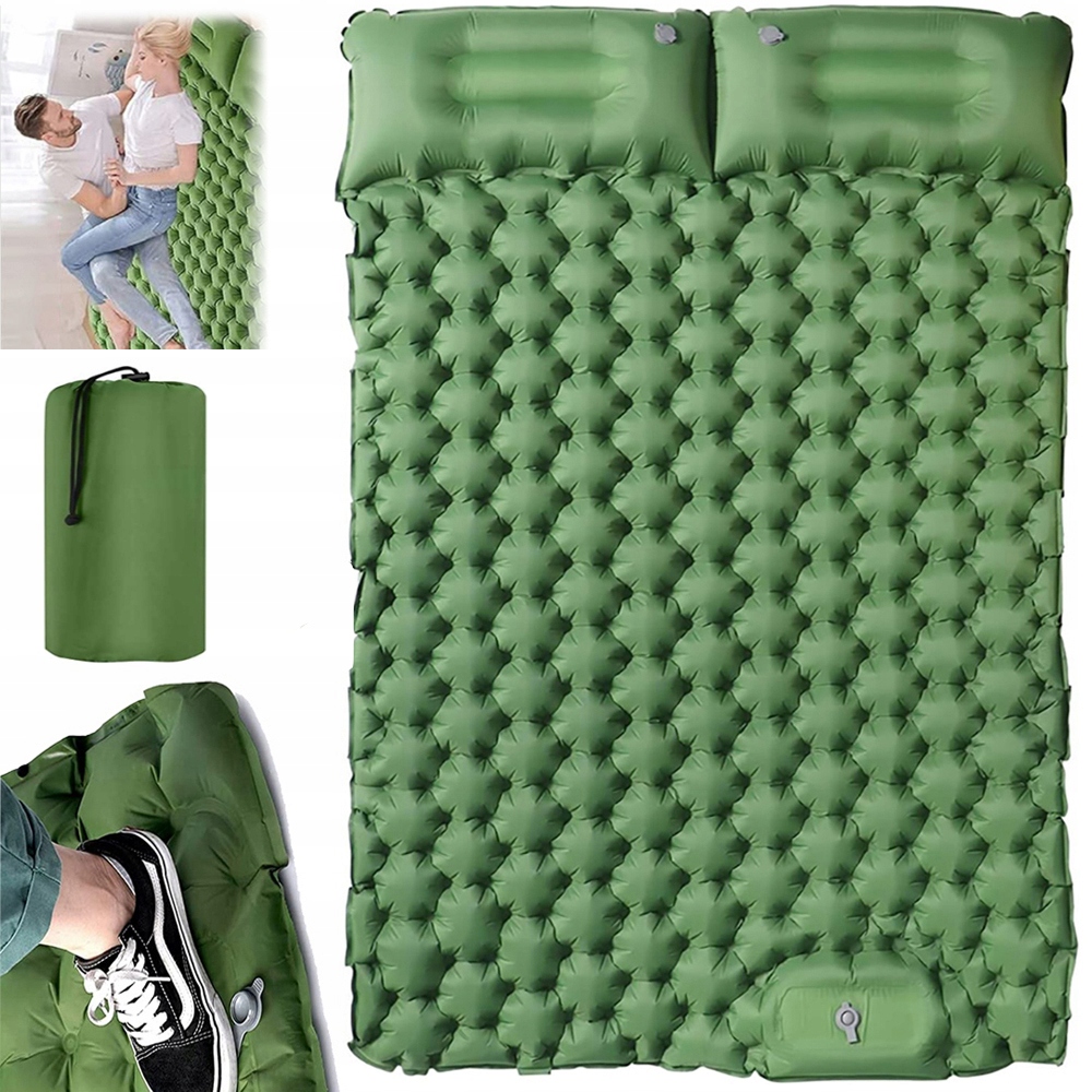 Nafukovací Kempingová Podložka Na Spaní Pro Dvojitě Zelenou Barvu 10 CM 195 X 125 CM