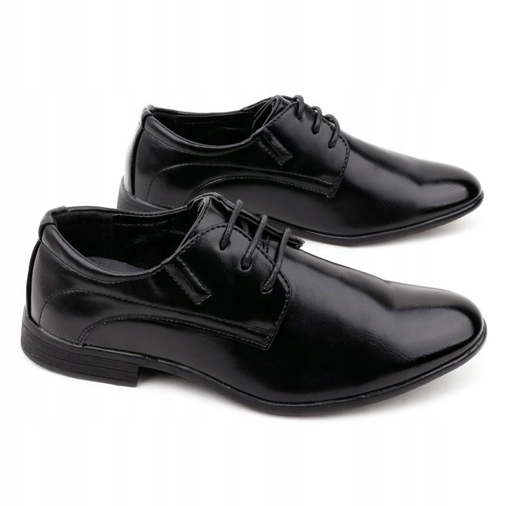 Eleganckie Wizytowe Chłopiec PANTOFELKI Czarne r34 Kolor czarny