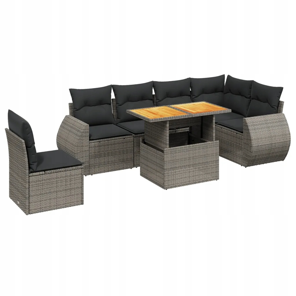 Set zahradního nábytku technorattan vidaXL šedý 7 el.