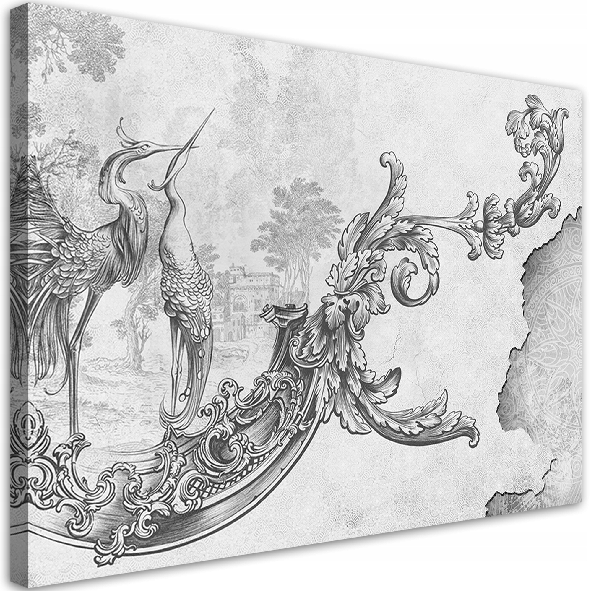 Obraz, Divoké vtáky a listy na orientálnom fresku 120x80