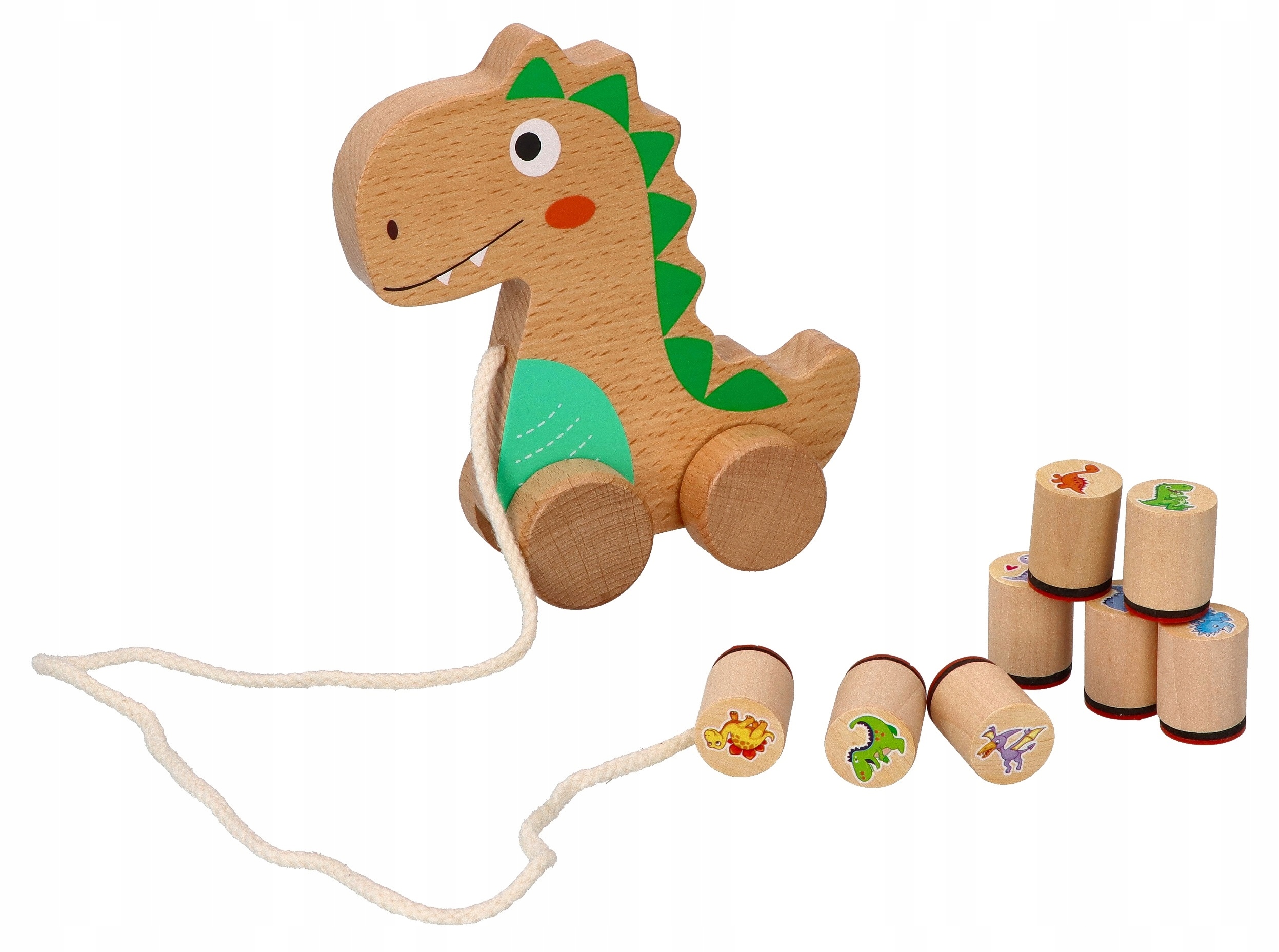 DINOZAUR DO CIĄGNIĘCIA + STEMPELKI DINO PIECZĄTKI ZESTAW ZABAWEK 2SZT Marka Goki