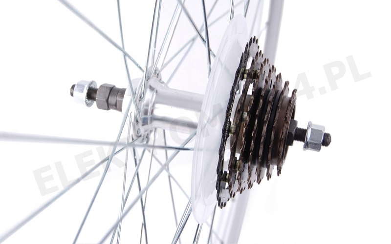 Koło 26 Tylne Srebrne ALU + Wolnobieg 7rz Shimano Kaseta/ Wolnobieg Wolnobieg