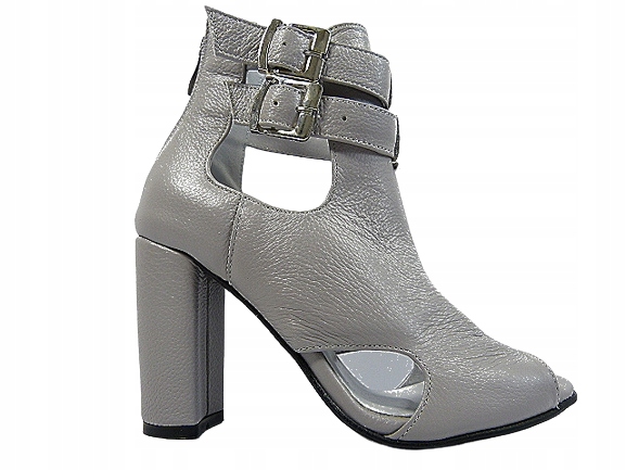 šedé kožené Kotníkové Boty s pohodlným podpatkem Gopol 36