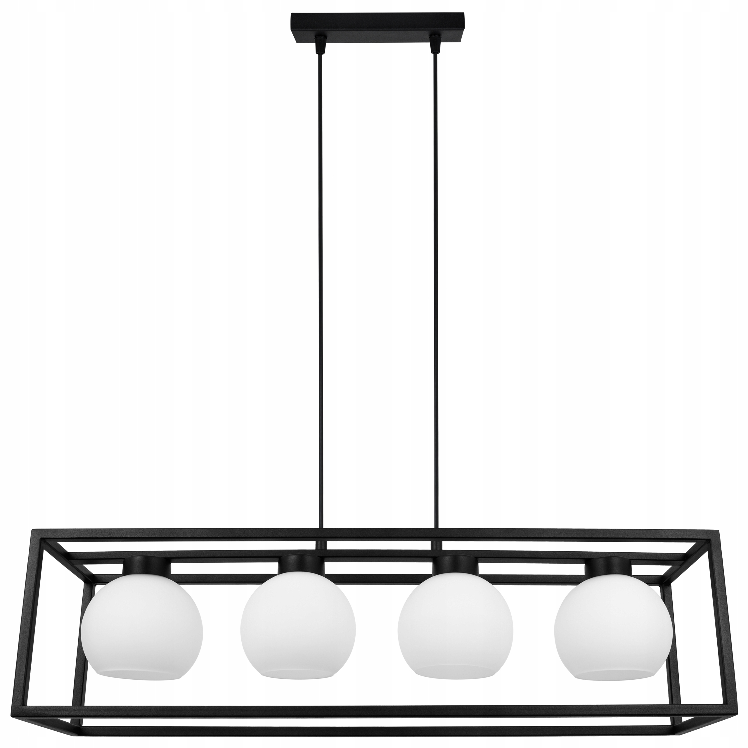 Závesná Stropná Lampa Luster Loft Čierna Sklenená Klietka Biele Gule