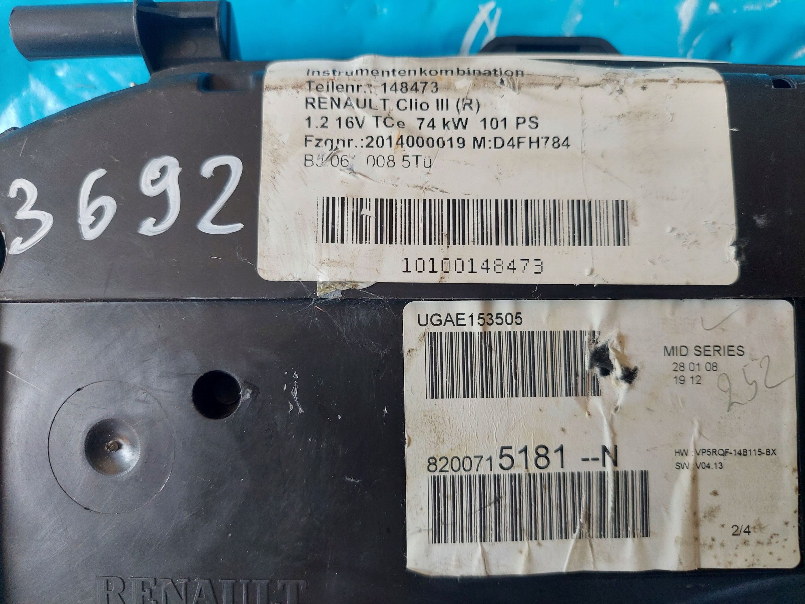 dials clock CLIO III 1.2 B 8200715181N