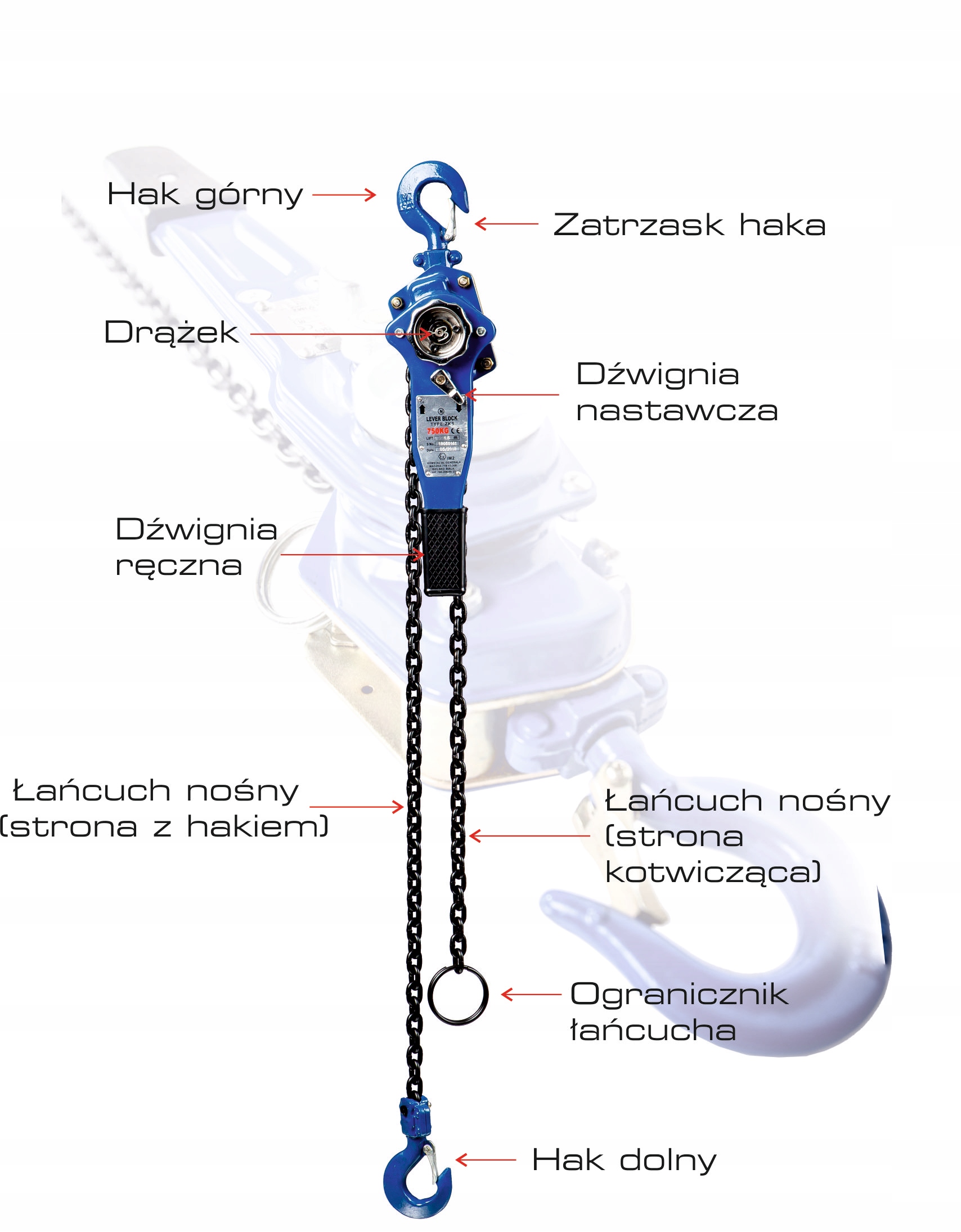 WCIĄGNIK ŁAŃCUCHOWY ZKS 3000KG 1,5M Marka Komstal