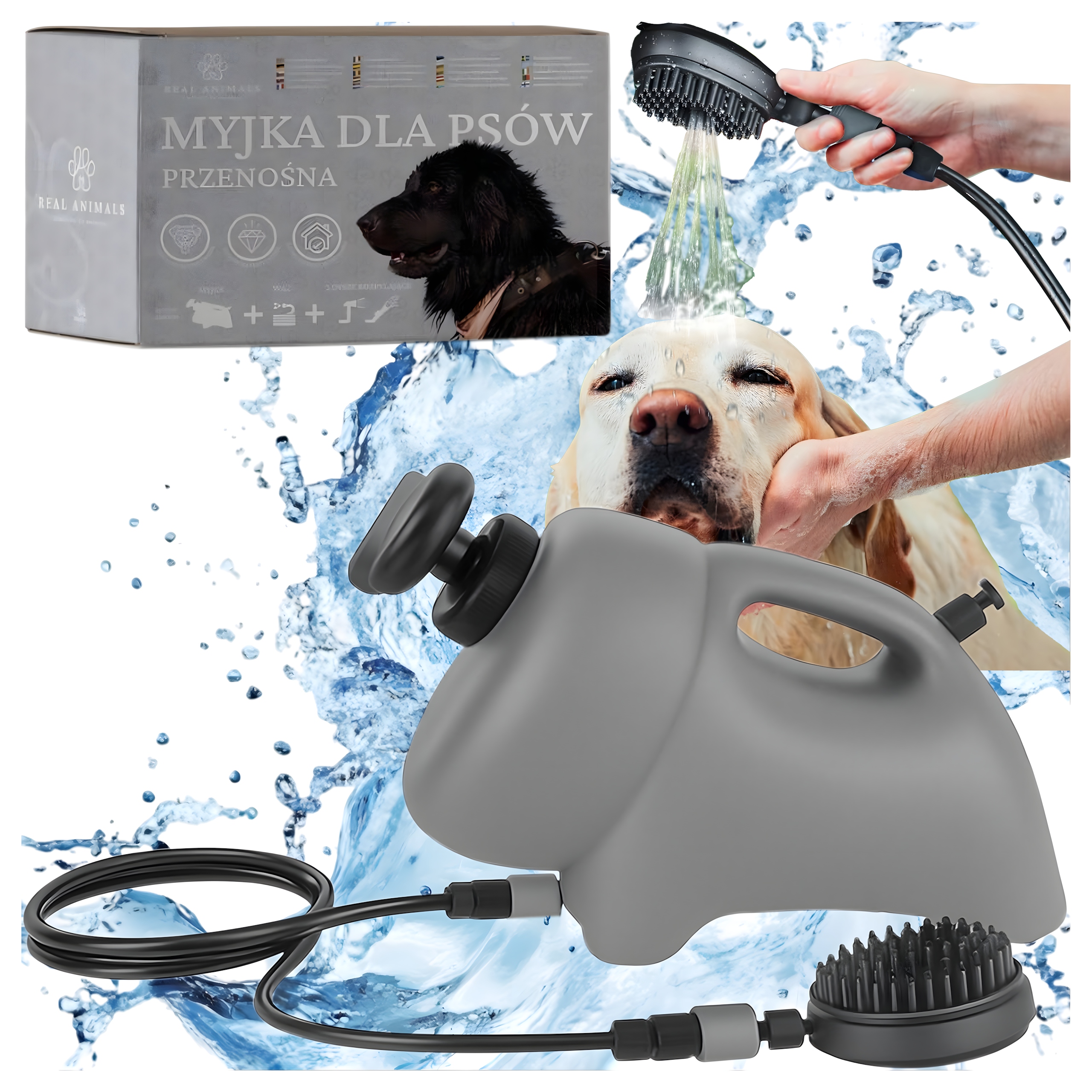 Levně RealG RC-K-1604 Ruční sprcha pro mytí psů a koček 8 l