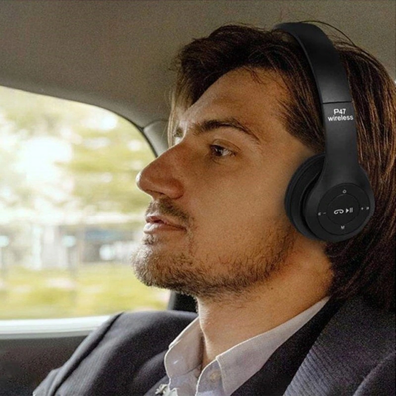 SŁUCHAWKI BEZPRZEWODOWE P47 BLUETOOTH MIKROFON MP3 Transmisja sygnału Bluetooth