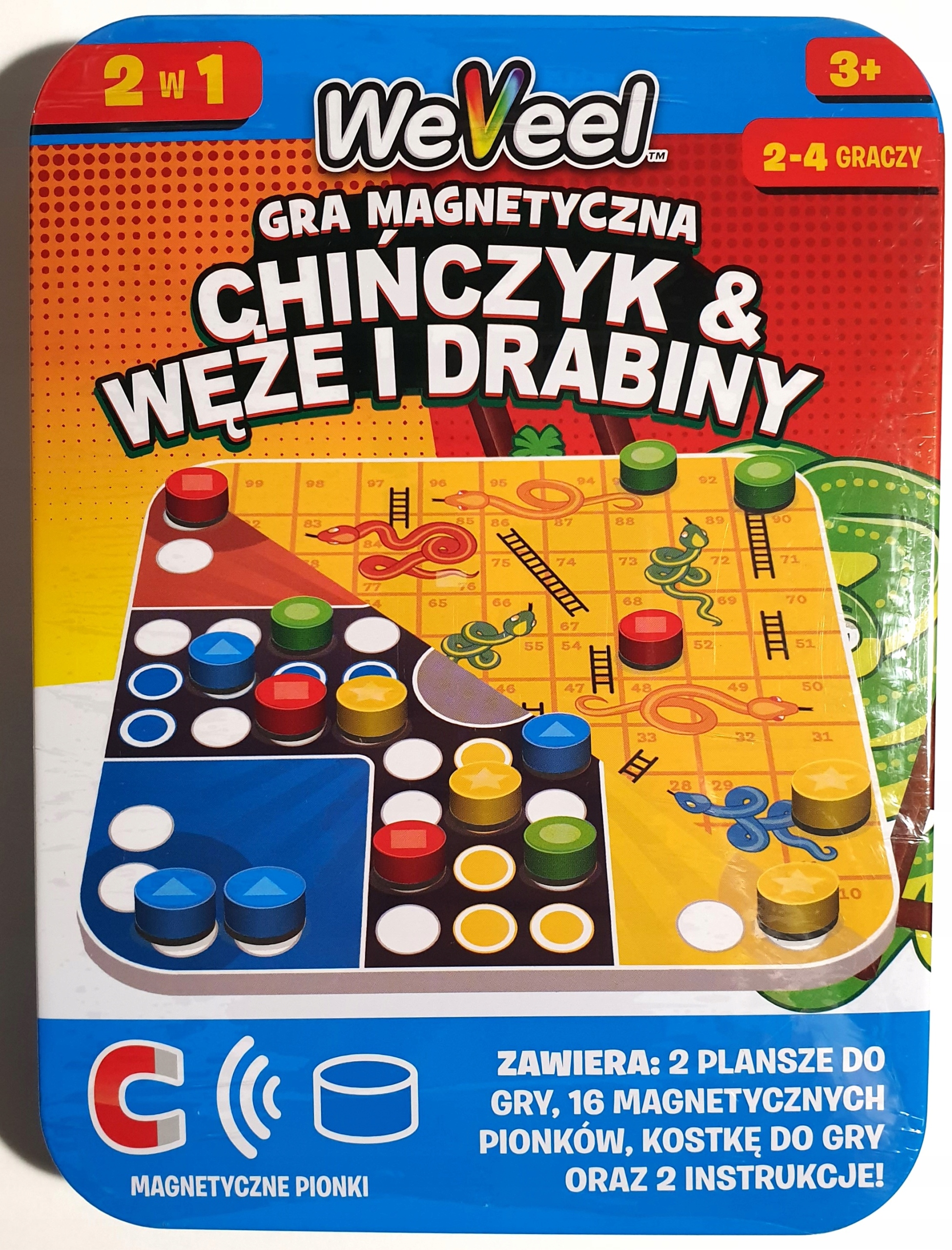 WEVEEL GRA CHIŃCZYK WĘŻE I DRABINY MAGNETYCZNA GRA PODRÓŻNA KIESZONKOWA