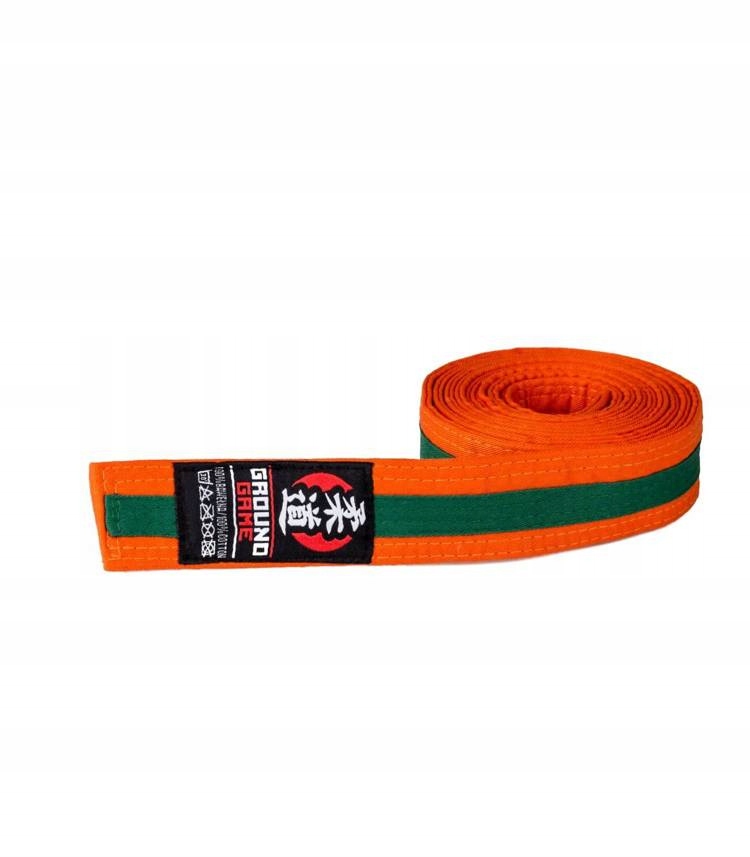 Pas Judo dla dzieci pomarańczowo-zielony K5-K6 240 cm Ground Game