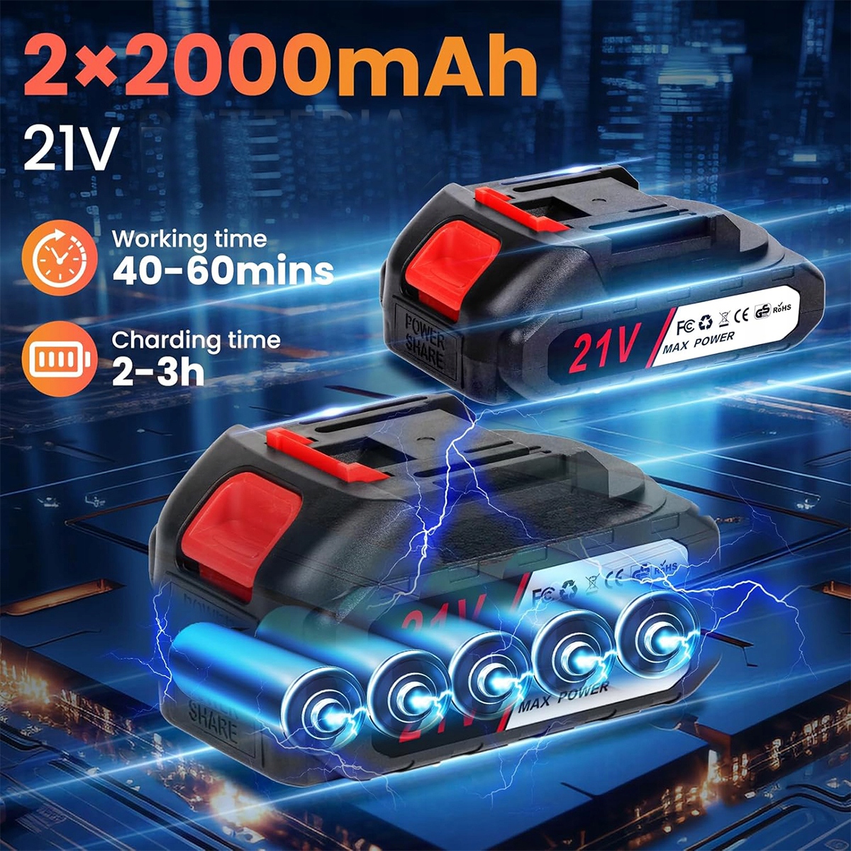 PIŁA łańcuchowa AKUMULATOROWA 6" pilarka BEZSZCZOTKOWA Smarowanie łańcucha Waga produktu z opakowaniem jednostkowym 2.4 kg