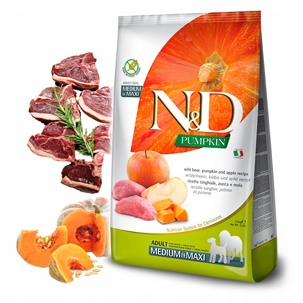 Nd Pumpkin Adult Medium Maxi Wild Boar 12kg karma dla psa Dzik Dynia Jabłko