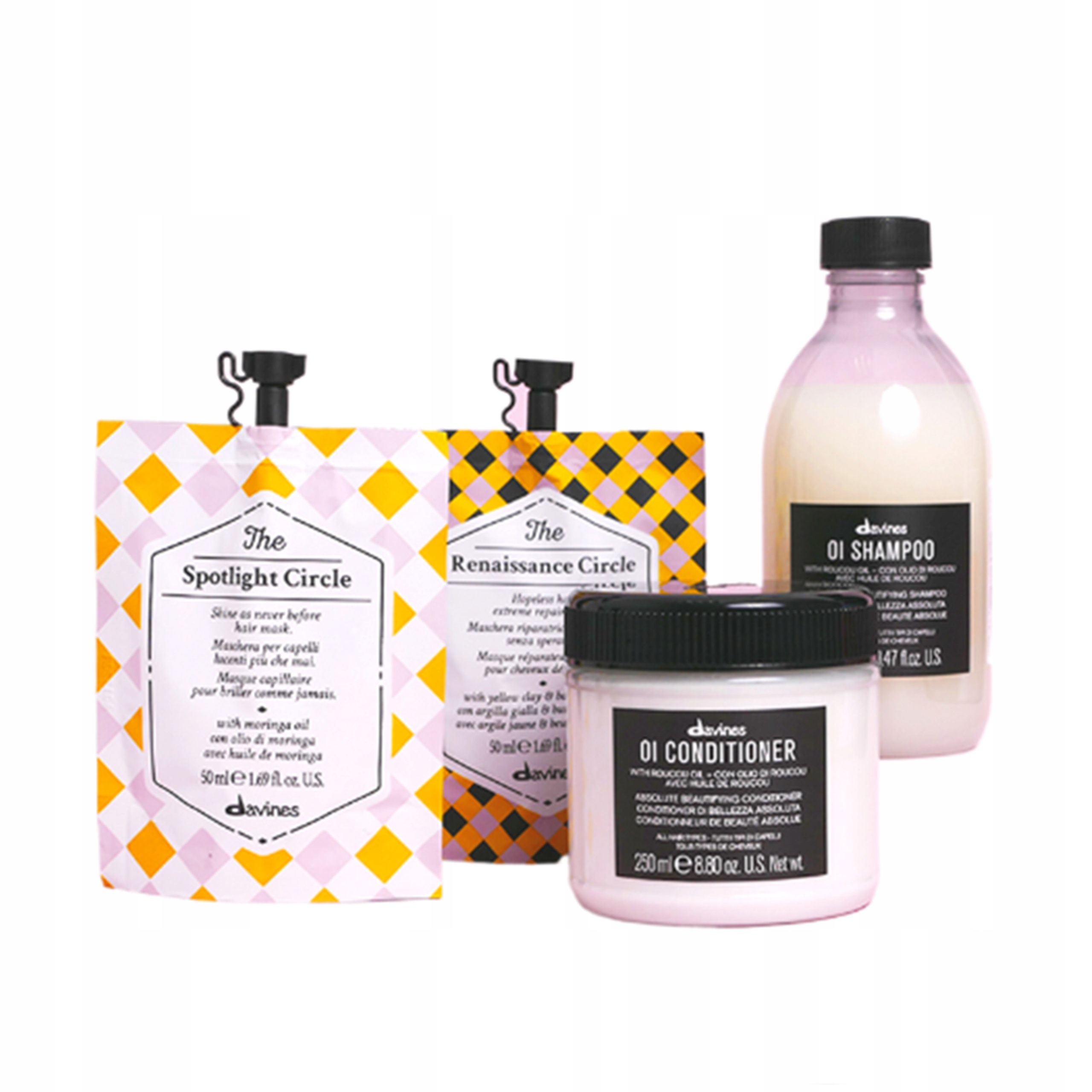 Davines Oi Oil šampon 280 ml kondicionér 250 ml maska 50 ml maska 50 ml