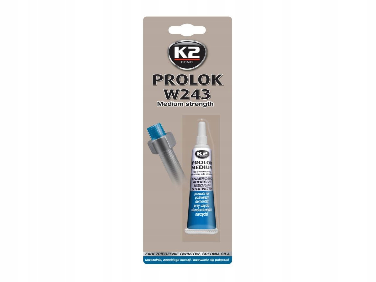 K2 Prolok Medium Klej Do Gwintów Śrub Średnia Siła