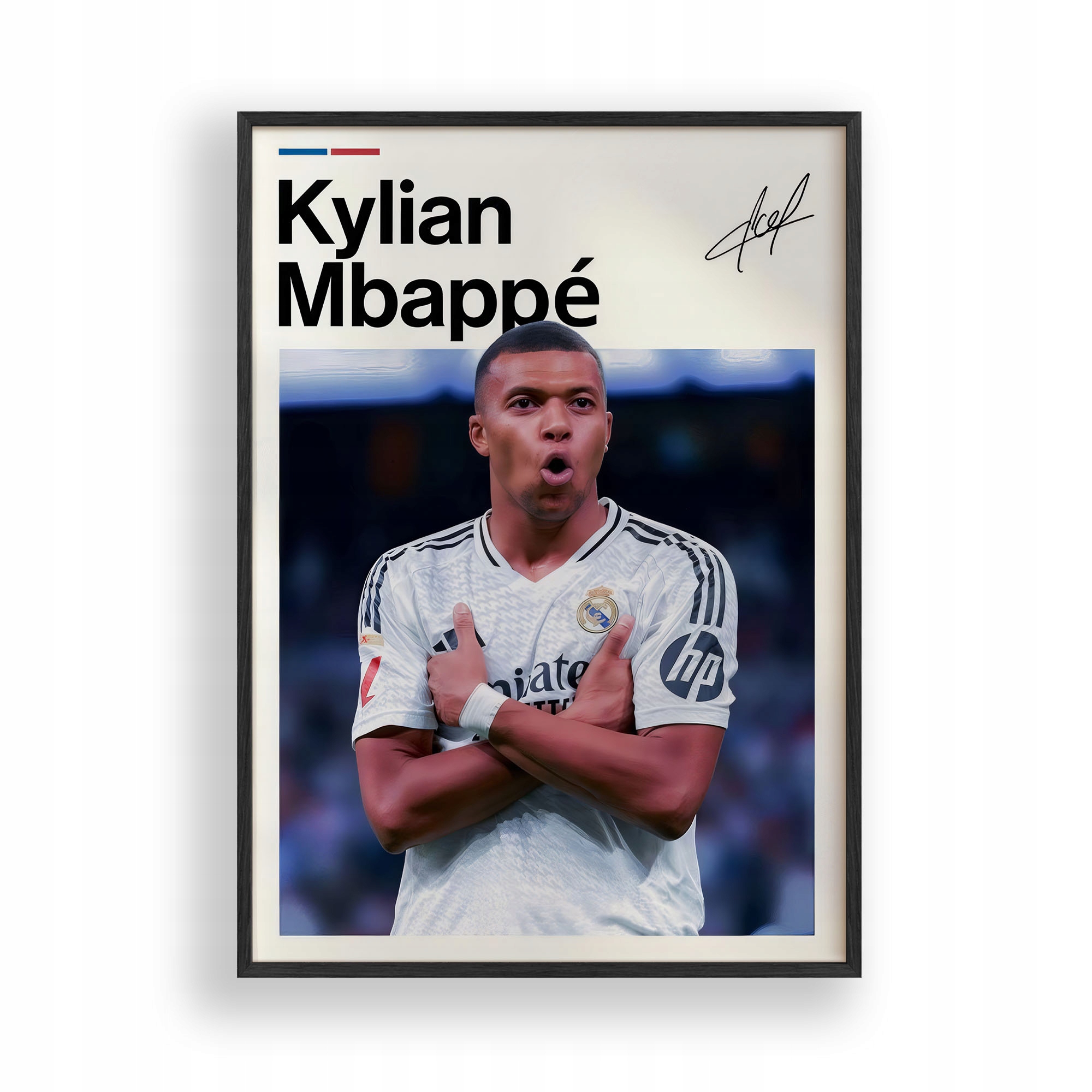 Plakát Kylian Mbappe Real Madrid Obraz Rámeček Dřevěný Černý 30x40 cm