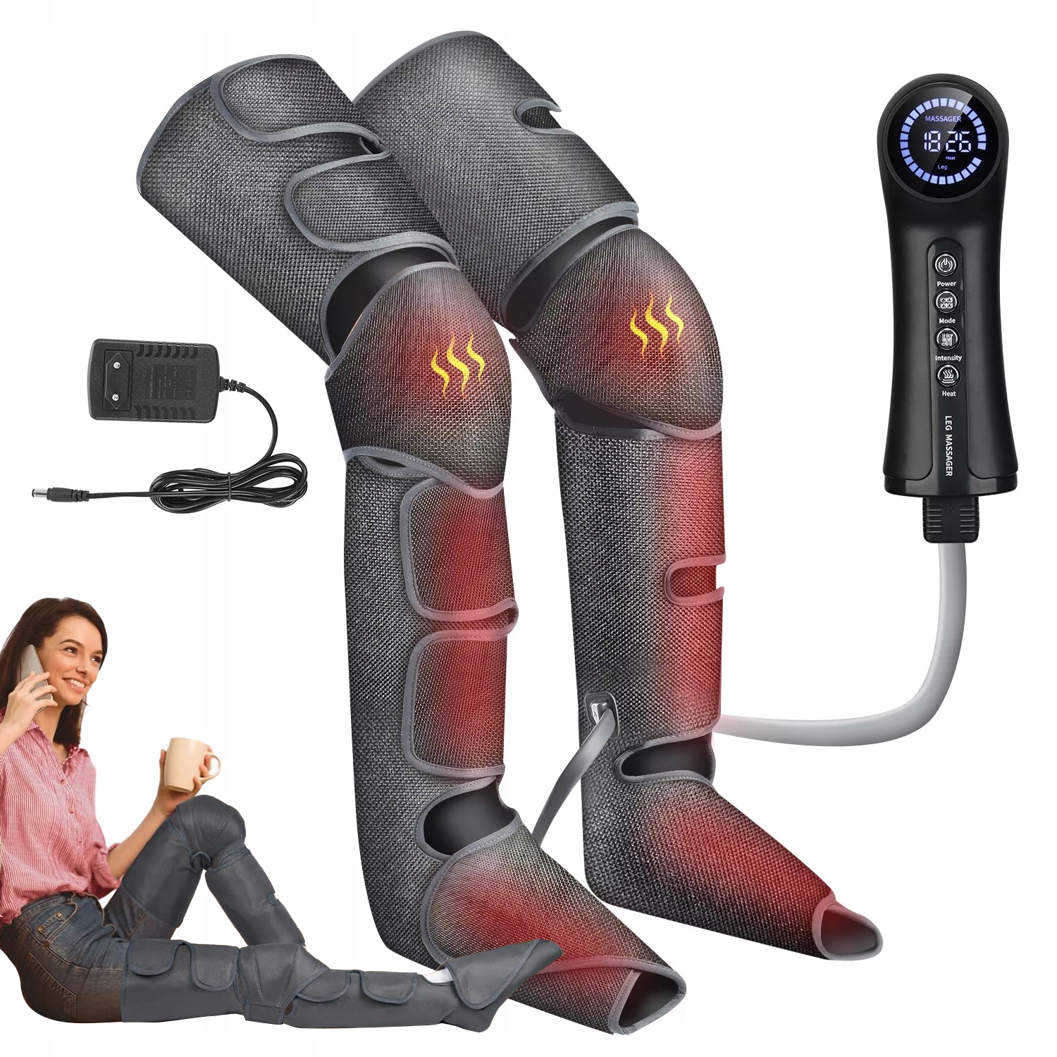 Masażer Powietrzny Do Nóg Wielofunkcyjny 3 Tryby 5 Poziomów Masażu