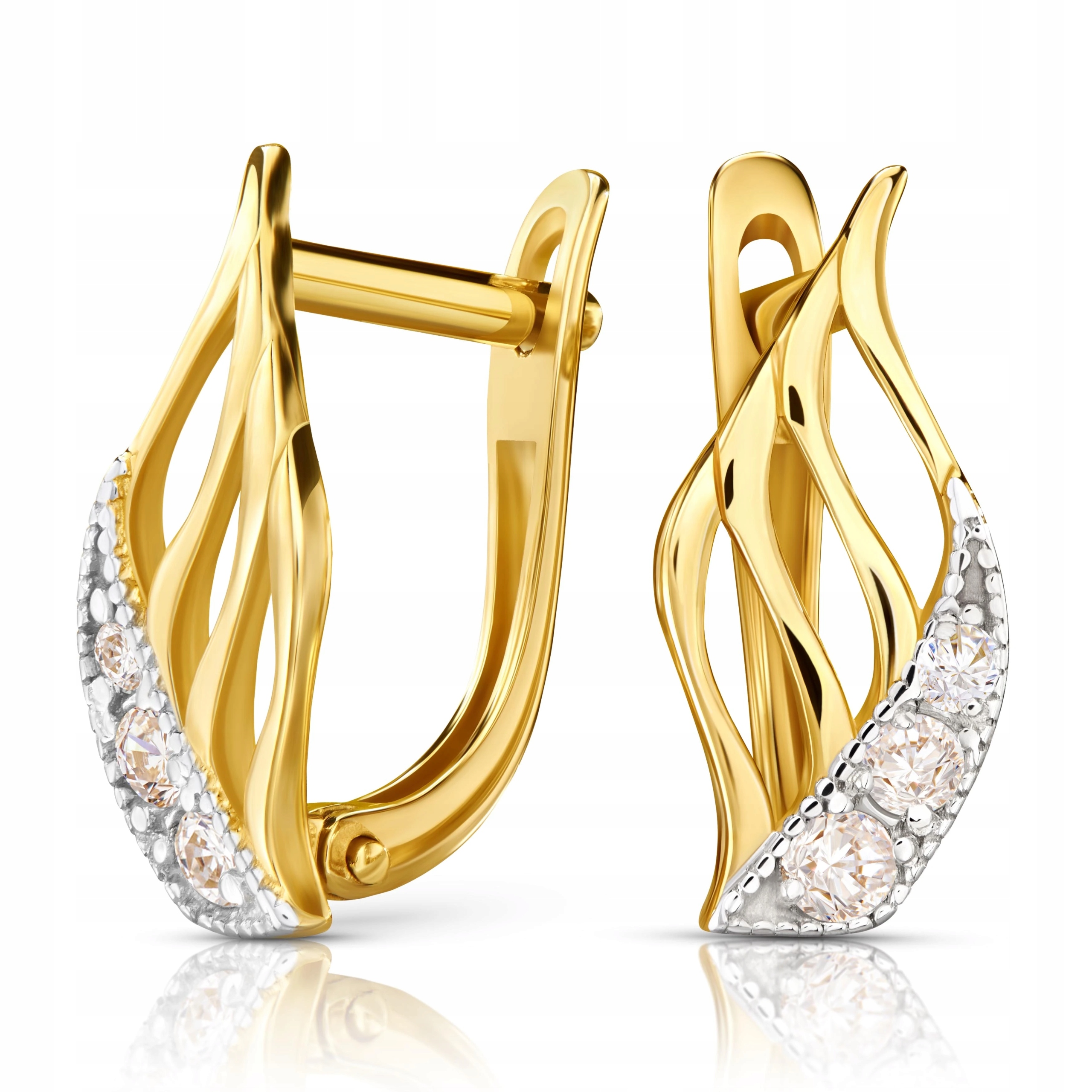 Kolczyki złote z białymi cyrkoniami próba 333