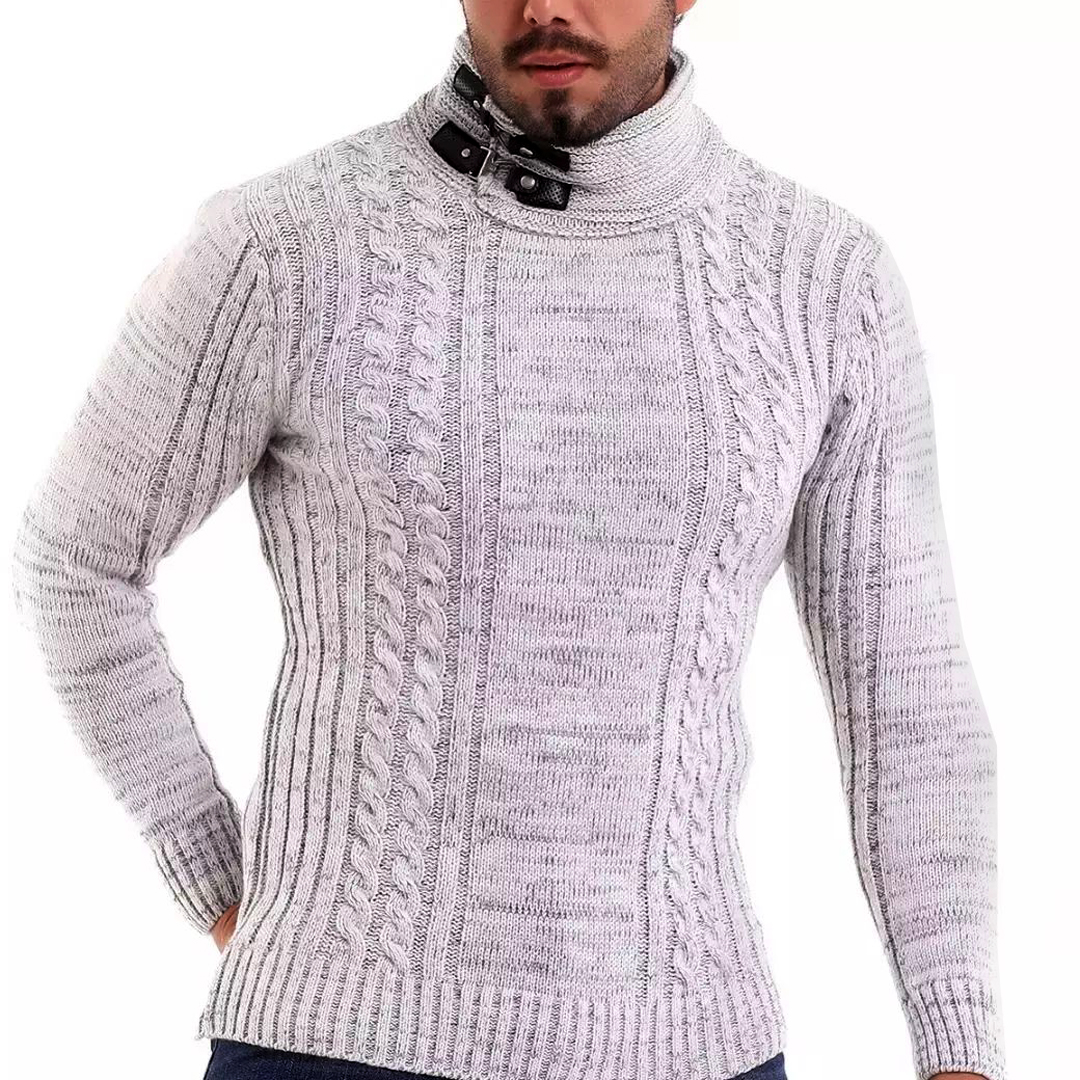 Sweter Męski Gruby Ciepły Wełna Golf Stójka Rozmiar XXL