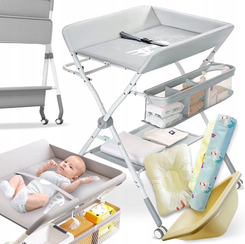 Przewijak Składany Do Przewijania Niemowląt Dzieci Mobilny 15KG 59x72x93CM