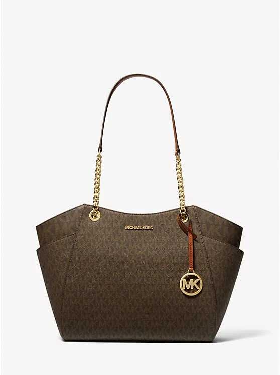 Michael Kors torebka damska Jet Set Signature Large Logo brązowa