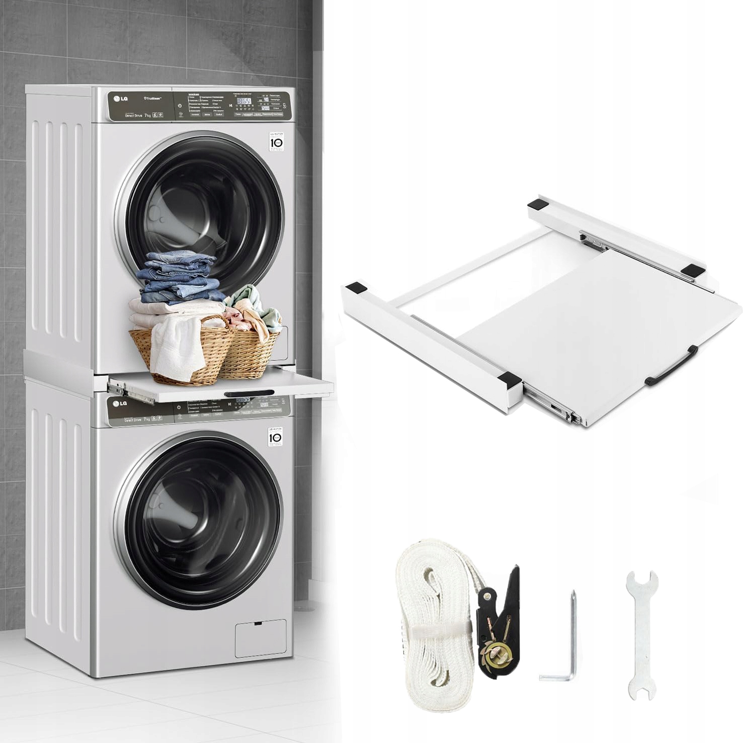 Rama pośrednia do pralko-suszarki z wysuwaną płytą 54 x 60 cm