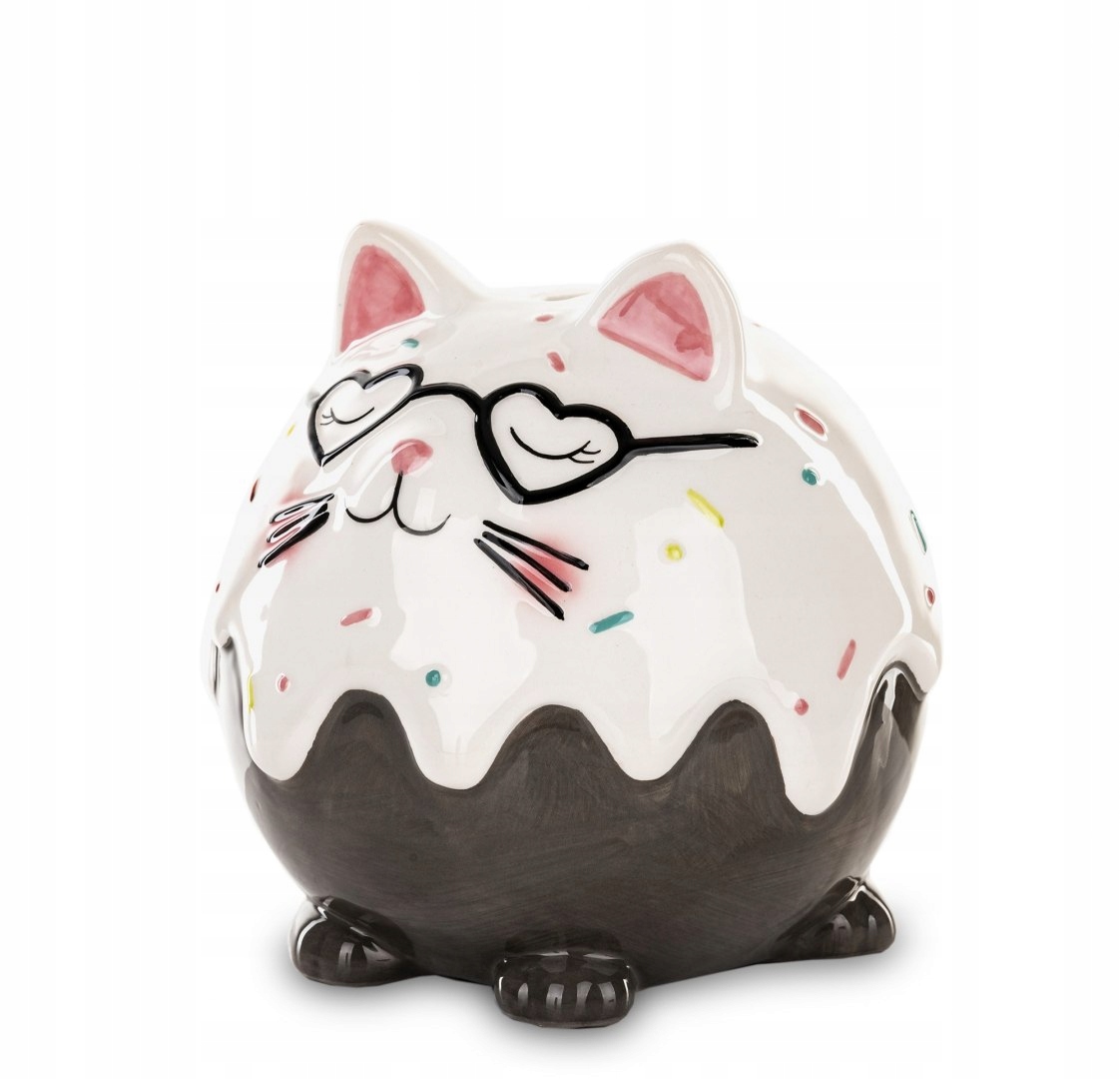 

Skarbonka Ceramiczna Kotek Muffinka biały kropki