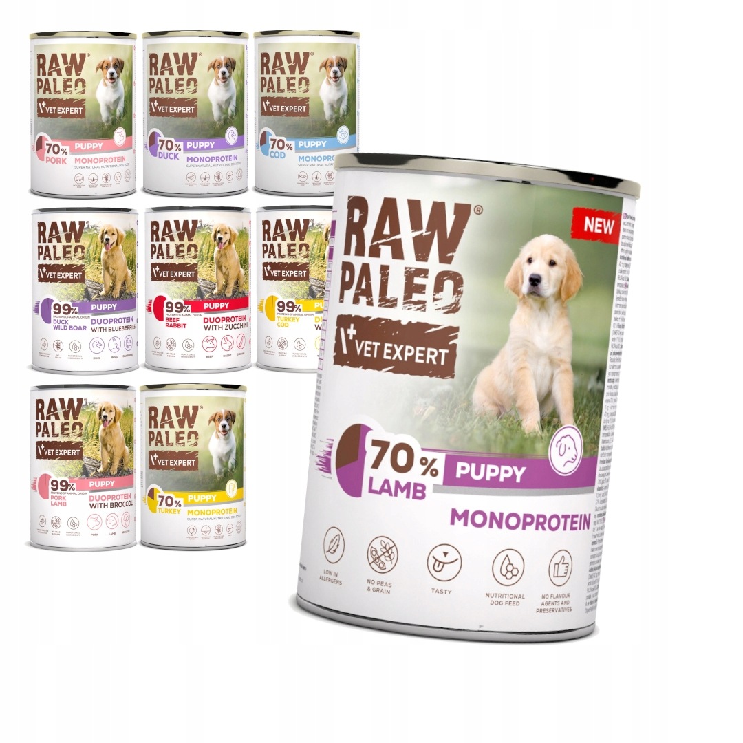 Raw Paleo Puppy Mix Smaków 9x400g Mokra Karma Dla Szczeniąt