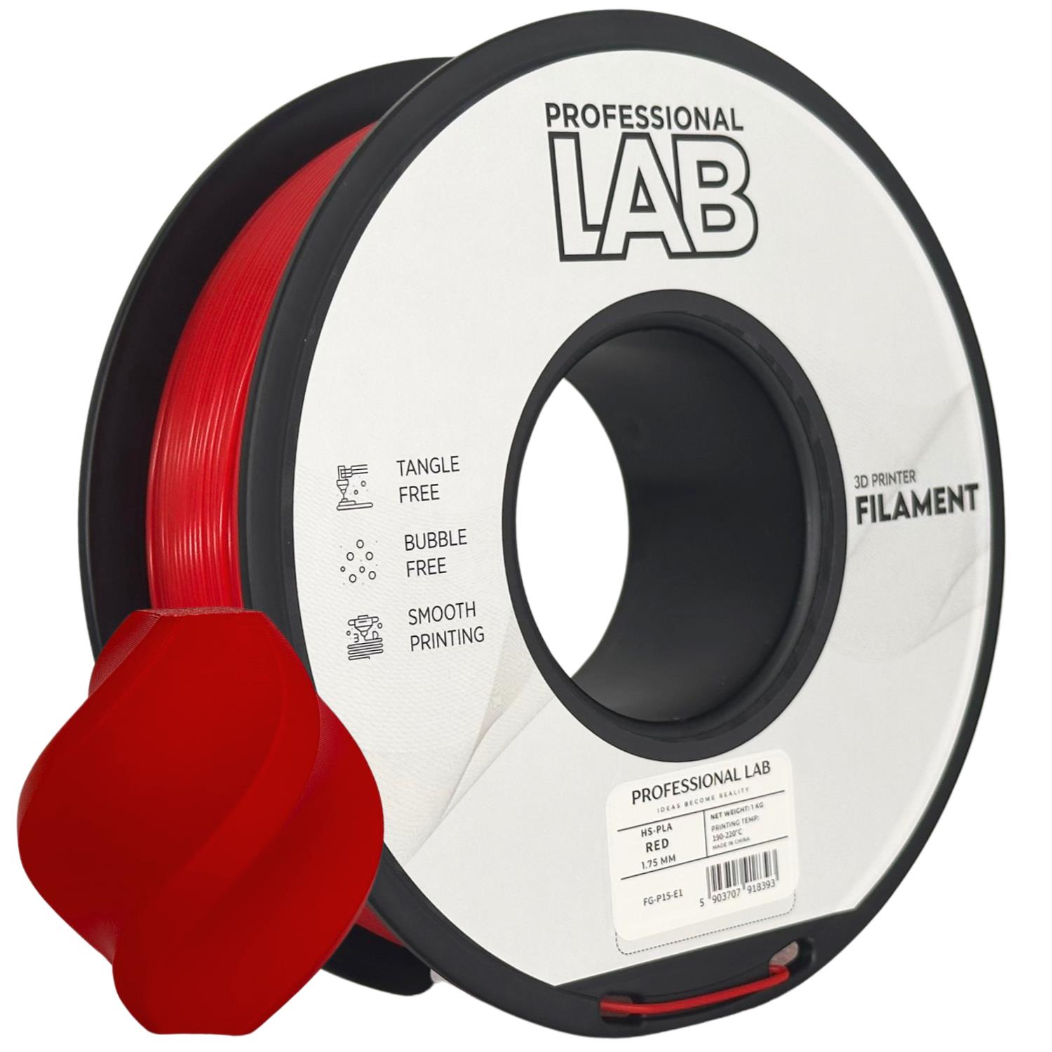Filament Prof. Lab Hs-pla Red Czerwony Szybki 1.75mm 1kg
