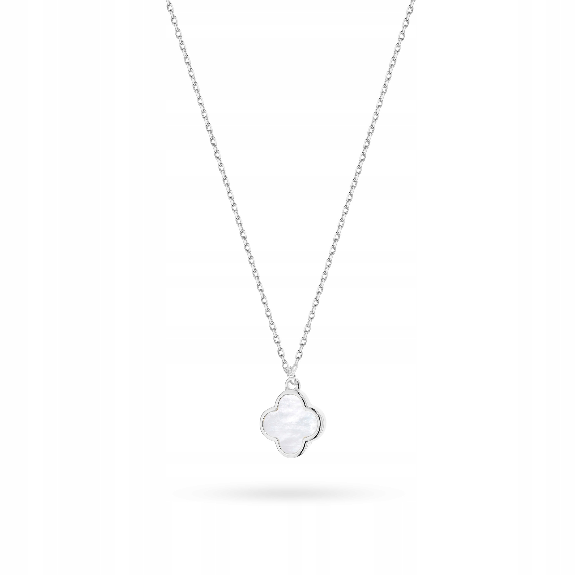 Stříbrný Náhrdelník řetízek Dámský ryzost 925 Čtyřlístek Květina Bílá Masa