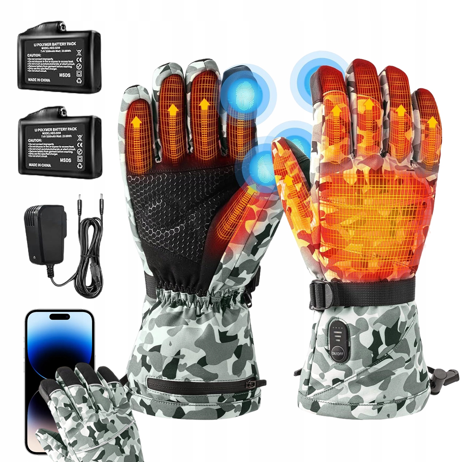 Elektrycznie Podgrzewane Rękawice Motocyklowe Zimowy Ciepły Ekran