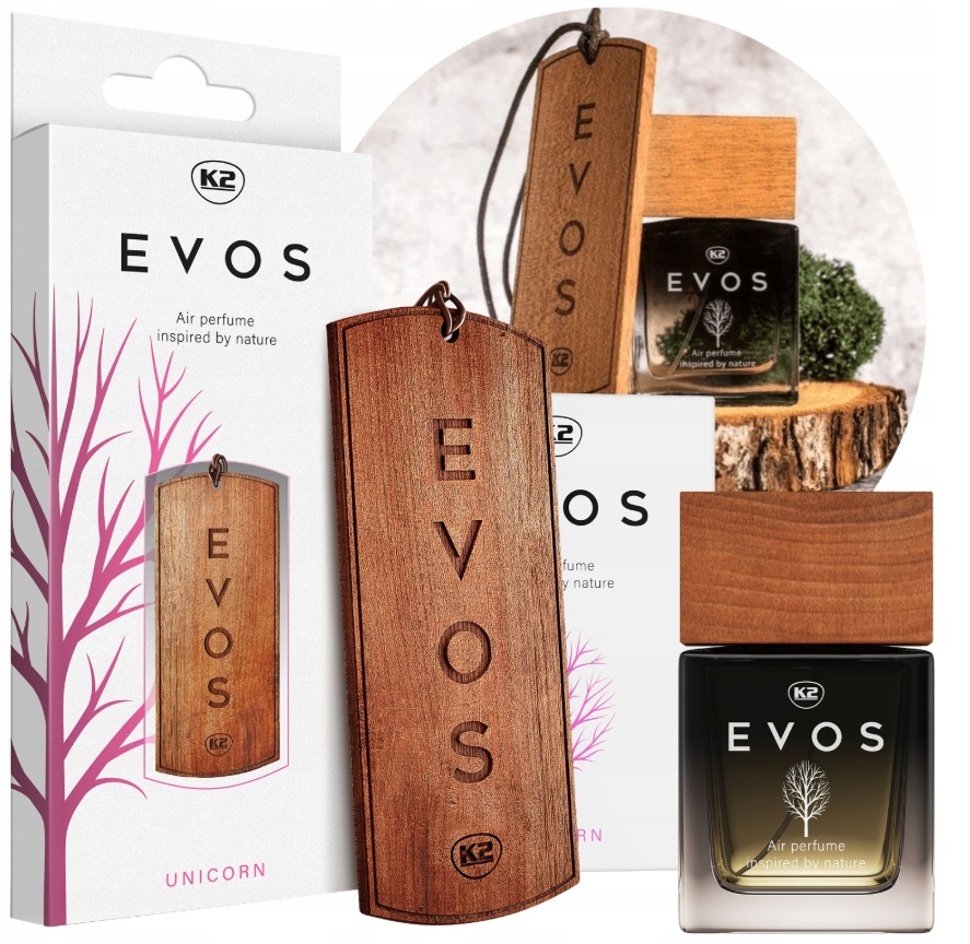 Zestaw K2 Evos Unicorn Zapach Zawieszka Perfumy Do Samochodu