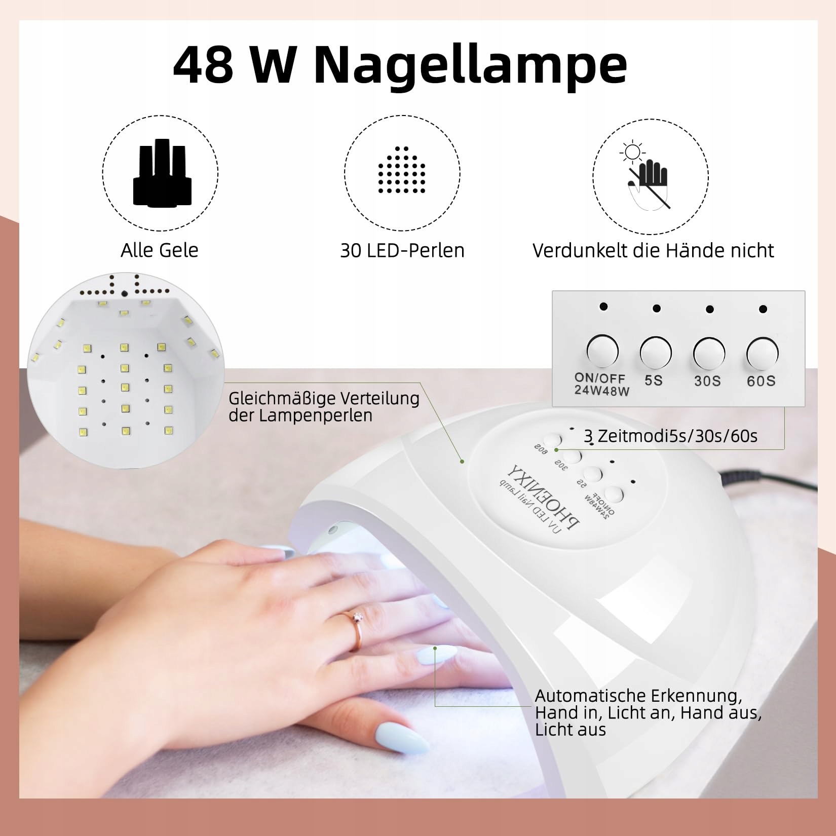 PHOENIXY Zestaw Startowy Paznokci Żelowych 24 Kolory Lampa UV 48W Wersja 2 — miniatura 3
