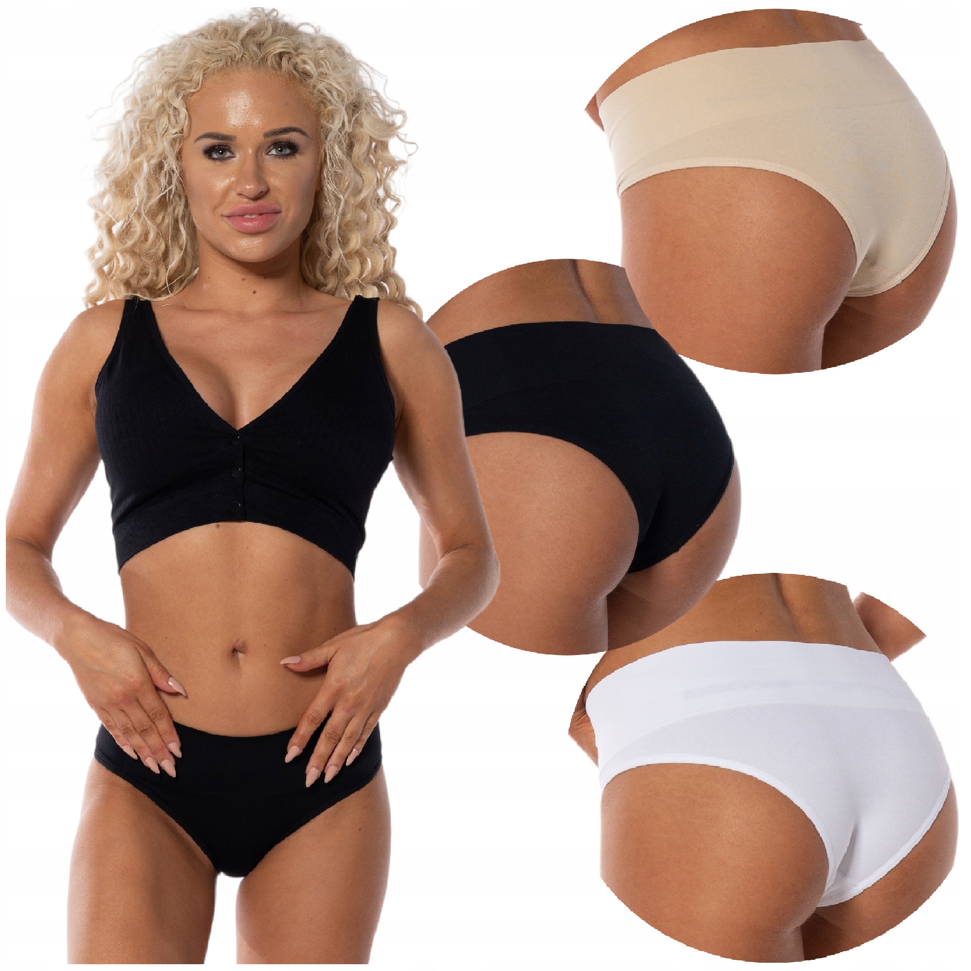 4-PAK Majtki Figi Damskie Hipster Szybkoschnące Elastyczne Gładkie S/M