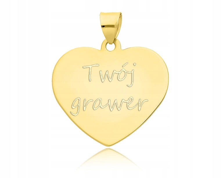Zlatý přívěsek Srdce s gravírováním Velký hladký pro ženy jako Dárek pr. 585
