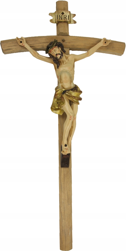 Dřevěný Kříž na zeď s Ježíškem Závěsný 55 cm