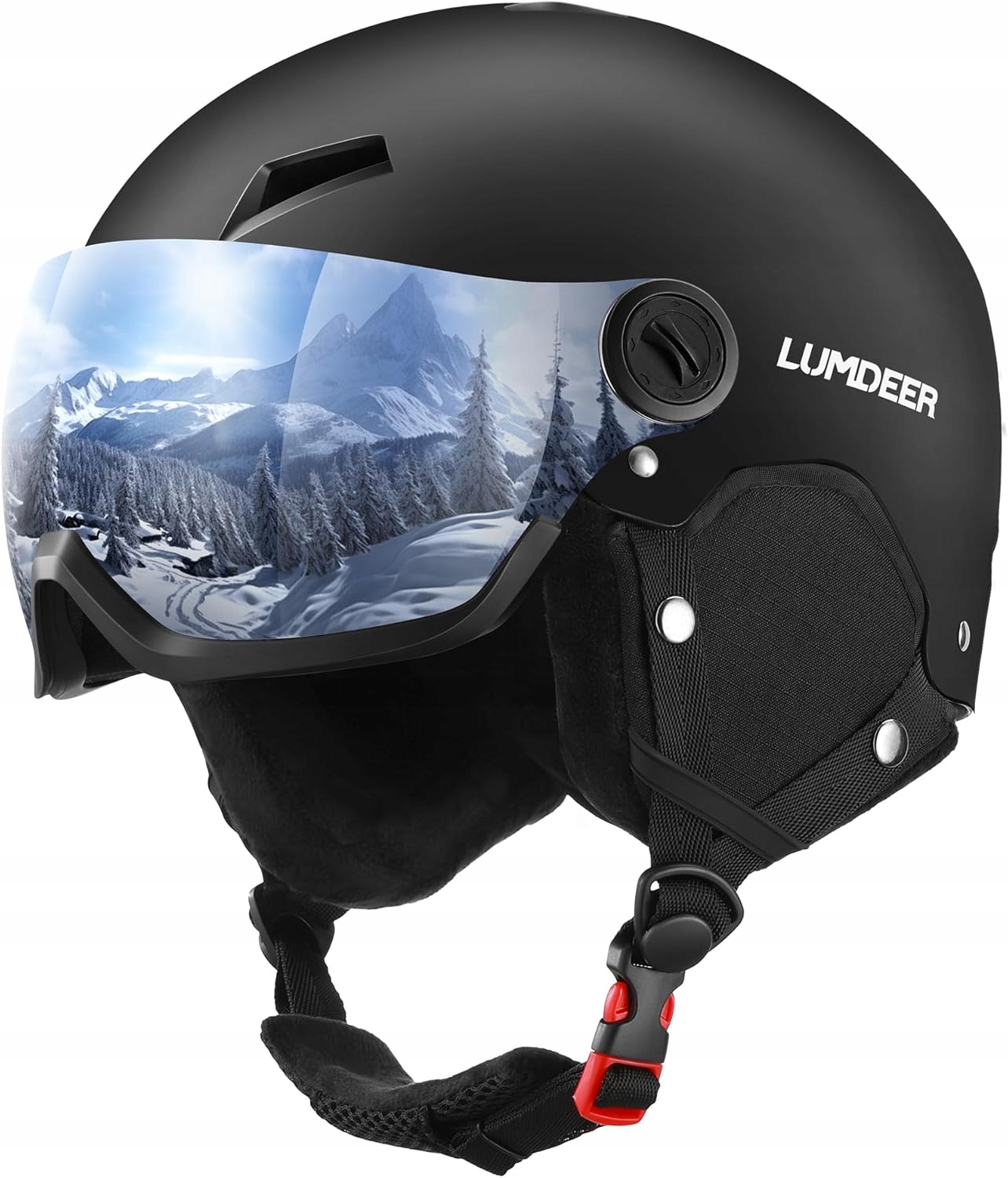 Kask Narciarski Lumdeer 2W1 Ziintegrowane Gogle, Certyfikowany, Regulowany